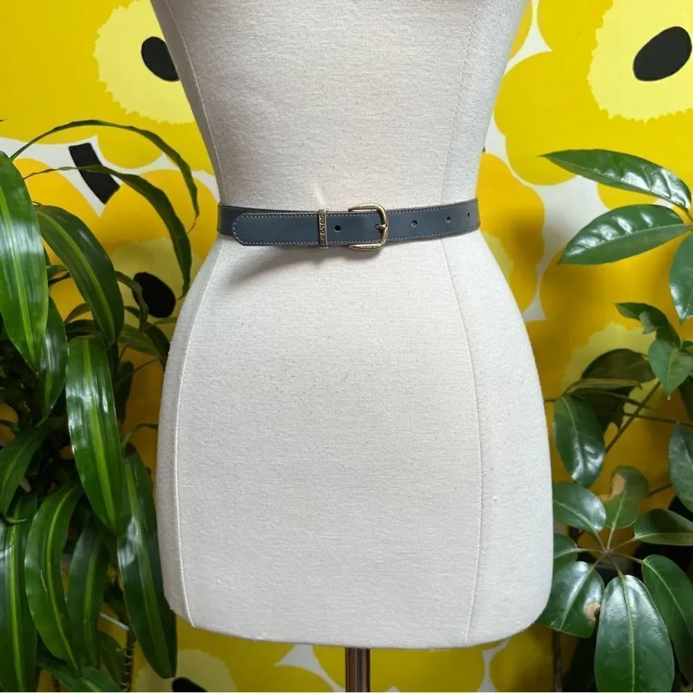 Vintage 1980s Charcoal Gray Leather Pierre Cardin Belt Made in Spain